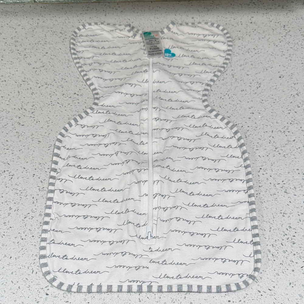 Love to Dream White and Gray Baby Swaddle